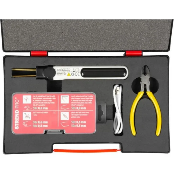 Aparat de lipit/sudat plastic, Strend Pro, cu trusa capse, cleste si geanta, incarcare USB, 2000 mAh - imagine 5
