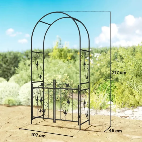 Arcada metalica, pergola pentru gradina, cu portita, 107x45x217 cm - imagine 9