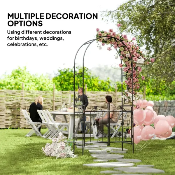 Arcada metalica, pergola pentru gradina, cu portita, 107x45x217 cm - imagine 6
