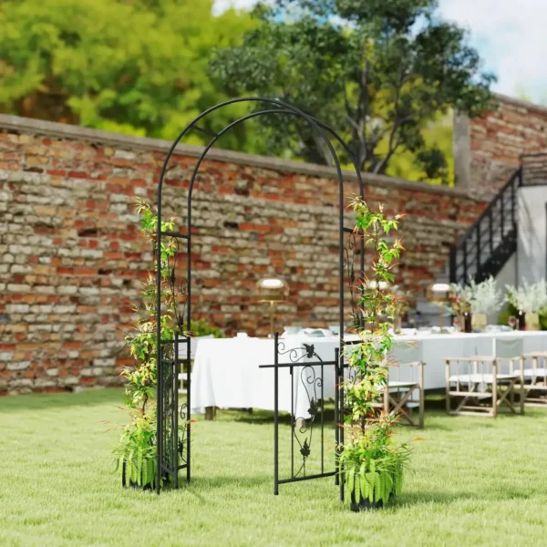 Arcada metalica, pergola pentru gradina, cu portita, 107x45x217 cm - imagine 5
