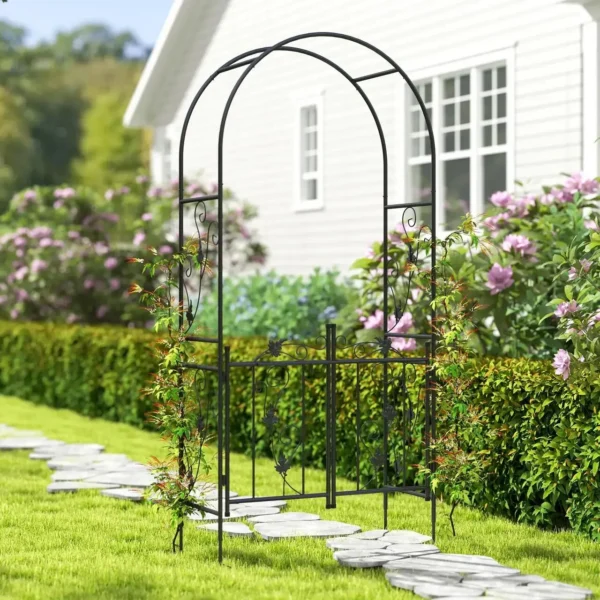 Arcada metalica, pergola pentru gradina, cu portita, 107x45x217 cm - imagine 4