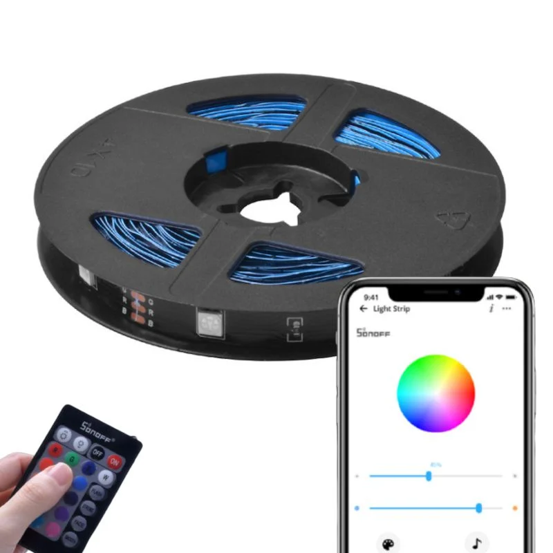 Banda LED Smart Sonoff Wifi RGB L1-Lite, telecomanda, 5m, sincronizare cu muzica, 16 milioane de culori