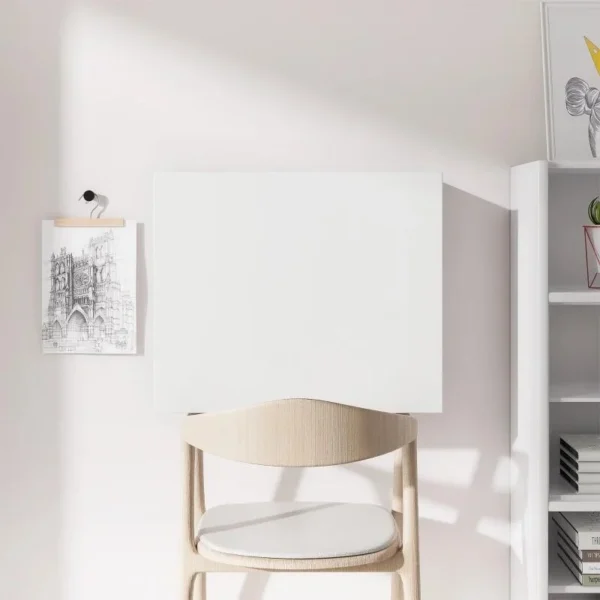 Birou de perete, suspendat, pliabil, MDF, cu raft, alb, max 40 kg, 60x21.5x50 cm - imagine 5