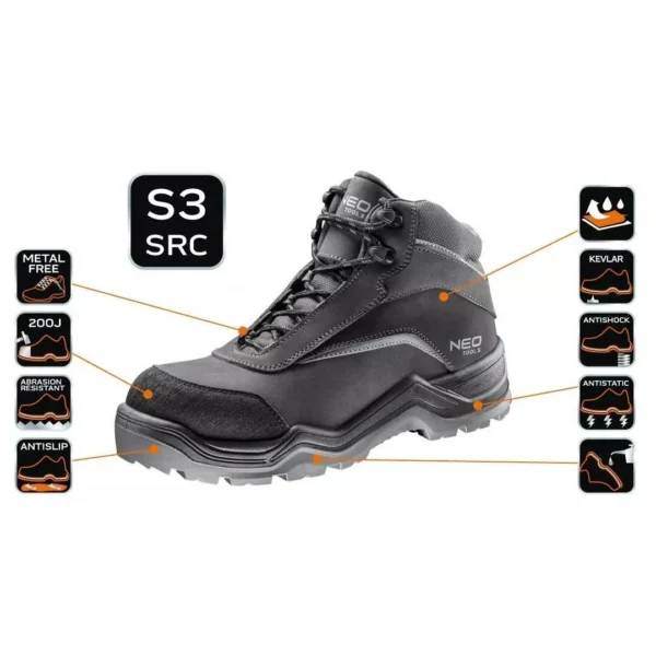 Bocanci de lucru, S3, SRC, nabuc, protectie compozit, marimea 43, NEO - imagine 7