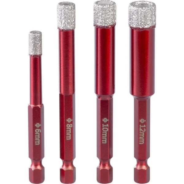 Set burghie diamantate cu ghidaj, 5 piese, 6-8-10-12 mm, HEX, Strend Pro Premium - imagine 6