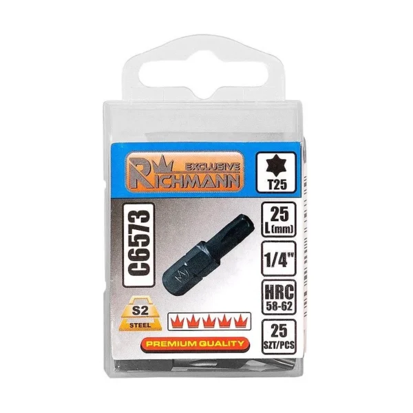 Varfuri, biti, Torx, 1/4”, T10x25 mm, Richmann Exclusive - imagine 3