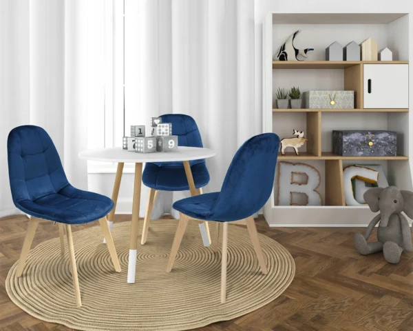 Scaun bucatarie/living, catifea si PU, albastru marin, 43x54x81 cm, Colin - imagine 11