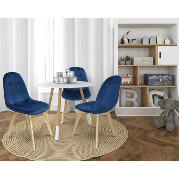 Scaun bucatarie/living, catifea si PU, albastru marin, 43x54x81 cm, Colin - imagine 9