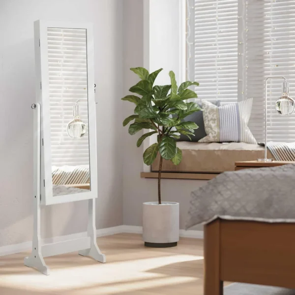 Cabinet bijuterii cu oglinda, Artool, MDF, raft interior, alb, 41x36x151 cm - imagine 5