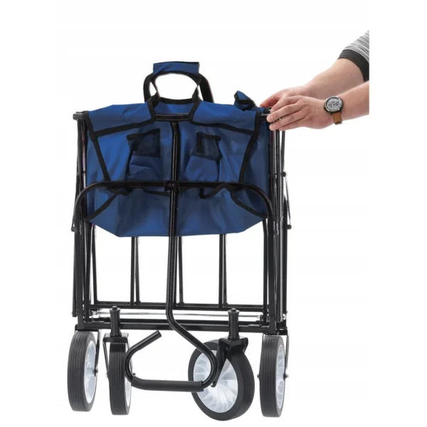 Carucior de gradina, pliabil, Chomik, albastru, max 70 kg, 116x54x90 cm - imagine 6