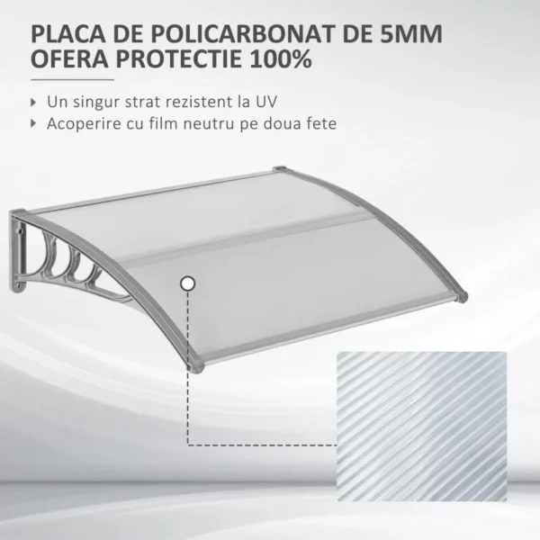 Copertina marchiza, policarbonat, transparent, 100x75x23 cm - imagine 7