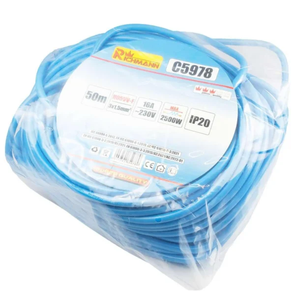 Cordon/prelungitor cu fisa si cupla, 3x1.5 mm, IP20, 50 m, Richmann - imagine 2
