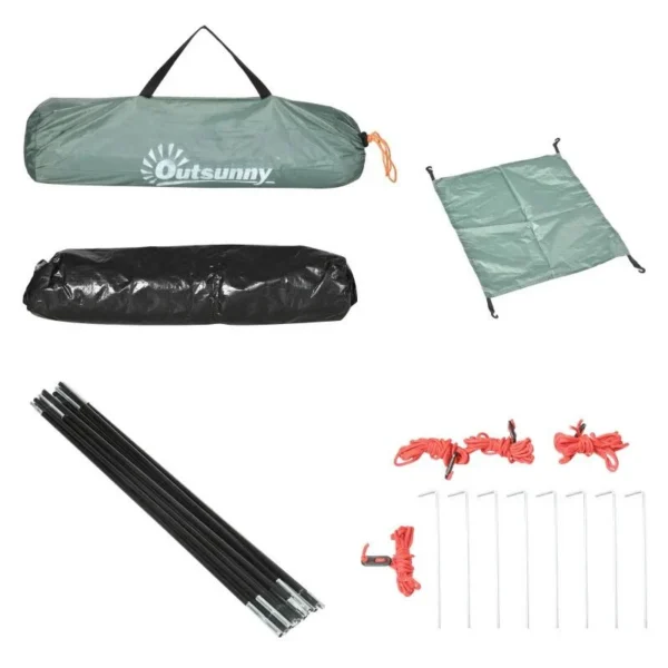 Cort camping, 2 persoane, cu geanta, verde, 206x185x120 cm - imagine 2