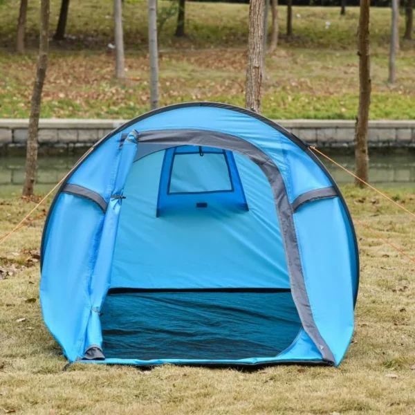 Cort camping, 2 persoane, impermeabil, tip igloo, cu husa, albastru deschis, 220x108x110 cm - imagine 8