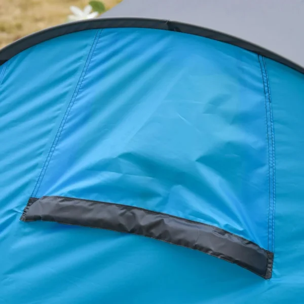 Cort camping, 2 persoane, impermeabil, tip igloo, cu husa, albastru deschis, 220x108x110 cm - imagine 12