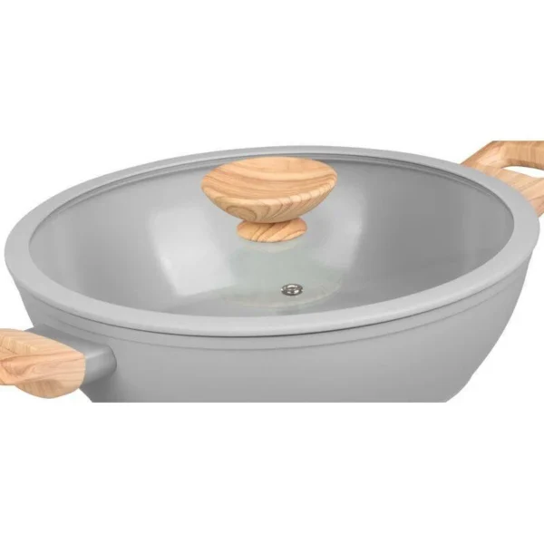 Cratita ceramica cu capac de sticla, manere lemn, 2.8 L, 26 cm, MagicHome Harmony - imagine 3