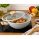 Cratita ceramica cu capac de sticla, manere lemn, 2.8 L, 26 cm, MagicHome Harmony - imagine 2