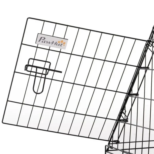Cusca pentru caine, metal, plastic, cu maner transport, pliabila, negru, 48x76x55 cm - imagine 4