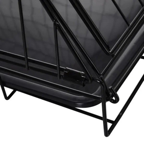 Cusca pentru caine, metal, plastic, cu maner transport, pliabila, negru, 48x76x55 cm - imagine 3