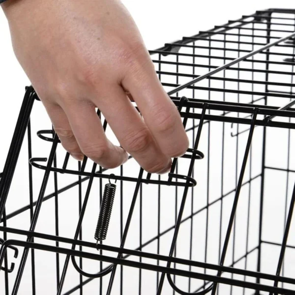 Cusca pentru caine, metal, plastic, cu maner transport, pliabila, negru, 48x76x55 cm - imagine 6