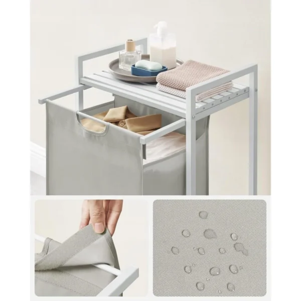 Raft baie cu cos de rufe, Artool, placa raft MDF, cadru otel, cu compartiment rufe, alb, 50x33x72 cm - imagine 6