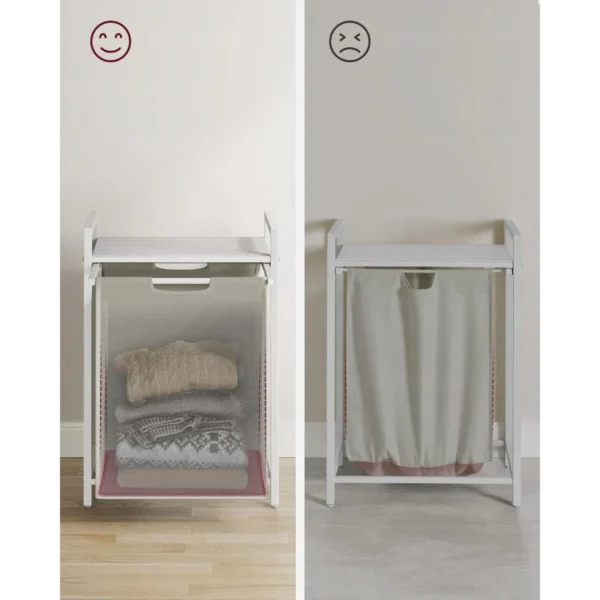 Raft baie cu cos de rufe, Artool, placa raft MDF, cadru otel, cu compartiment rufe, alb, 50x33x72 cm - imagine 4