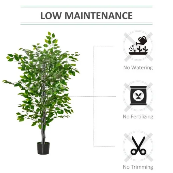 Planta artificiala, ficus cu ghiveci, verde, 135 cm - imagine 5