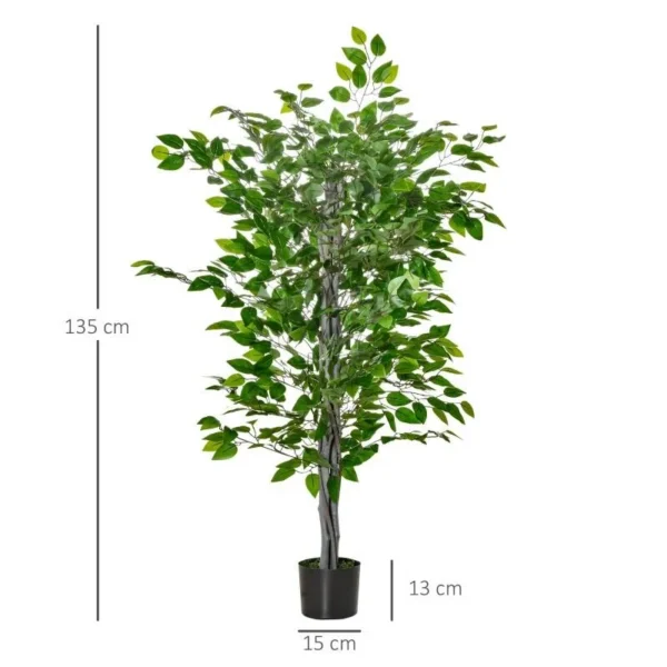 Planta artificiala, ficus cu ghiveci, verde, 135 cm - imagine 8