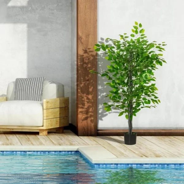 Planta artificiala, ficus cu ghiveci, verde, 135 cm - imagine 9