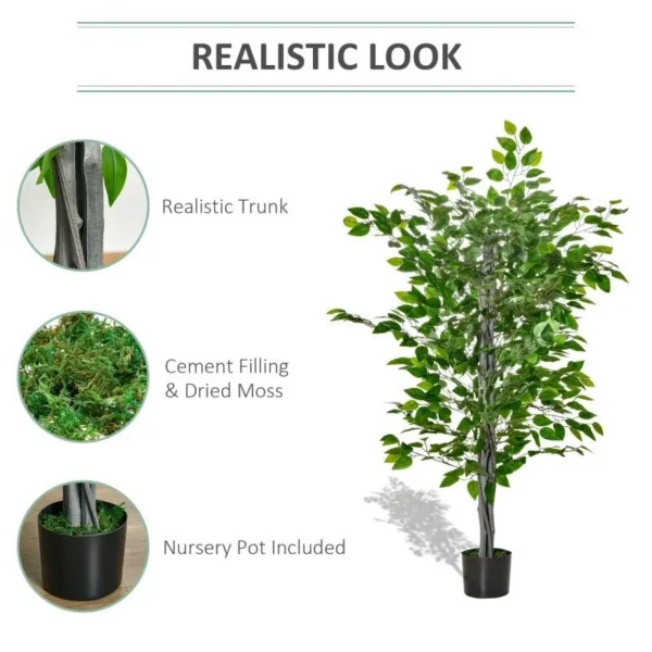 Planta artificiala, ficus cu ghiveci, verde, 135 cm - imagine 6