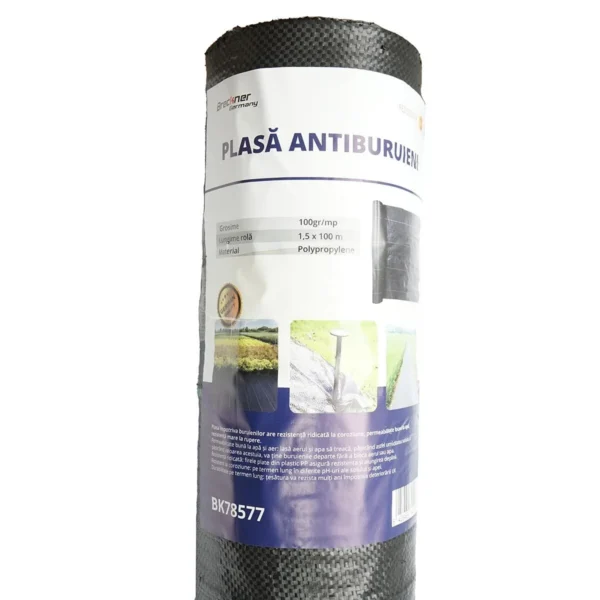 Folie antiburuieni, polipropilena, tesuta, neagra, 100 g/m2, 1.5x100 m, Breckner Germany - imagine 2