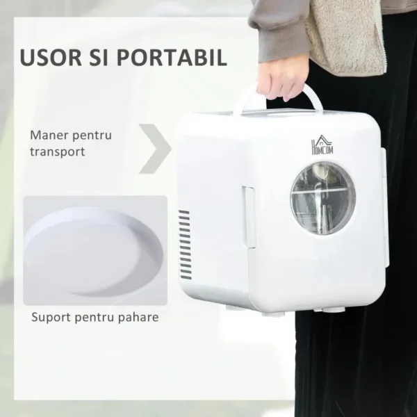 Frigider turistic, mini, 12V/220V, alb, 4 L, 25.8x20.5x26.3 cm - imagine 7