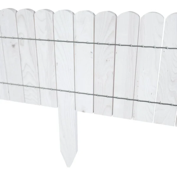 Gard de gradina decorativ din lemn, alb, 200x30 cm - imagine 3