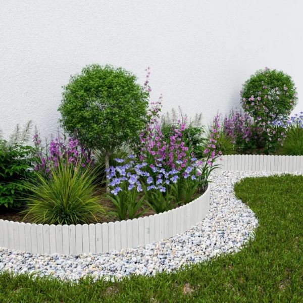 Gard de gradina decorativ din lemn, alb, 200x30 cm - imagine 5