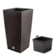 Set 2 ghivece de flori, Rato, imitatie ratan, inalte, 32.5x32.5x61 cm, maro, Prosperplast - imagine 5