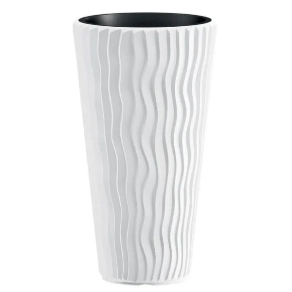 Set 2 ghivece de flori, Sandy Slim, rotunde, inalte, 39x70.8 cm, alb, Prosperplast - imagine 4