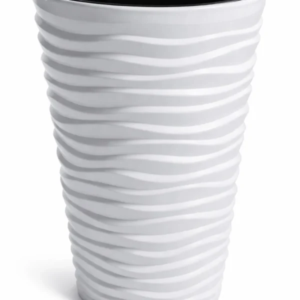 Set 2 ghivece de flori, Sand Slim, rotunde, inalte, 39x75 cm, alb, Prosperplast - imagine 5