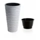 Set 2 ghivece de flori, Sand Slim, rotunde, inalte, 39x75 cm, alb, Prosperplast - imagine 3