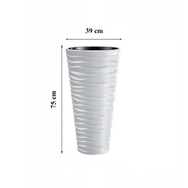 Set 2 ghivece de flori, Sand Slim, rotunde, inalte, 39x75 cm, alb, Prosperplast - imagine 4