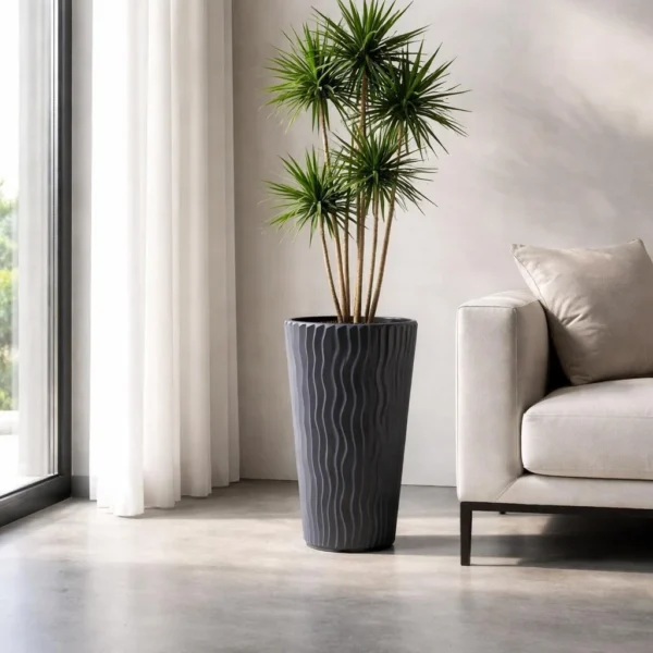 Set 2 ghivece de flori, Sandy Slim, rotunde, inalte, 34.9x62 cm, antracit, Prosperplast - imagine 4