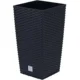 Set 2 ghivece de flori, Rato, imitatie ratan, inalte, 22.5x22.5x42 cm, negru, Prosperplast - imagine 6