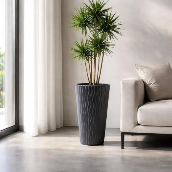 Set 2 ghivece de flori, Sandy Slim, rotunde, inalte, 34.9x62 cm, antracit, Prosperplast - imagine 5