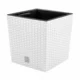 Set 2 ghivece de flori, Rato Low, imitatie ratan, patrate, 40x40x40.8 cm, alb, Prosperplast - imagine 6