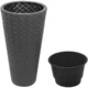 Ghiveci decorativ de flori, Prosperplast, Matuba, inalt, rotund, negru, 40x78 cm - imagine 3