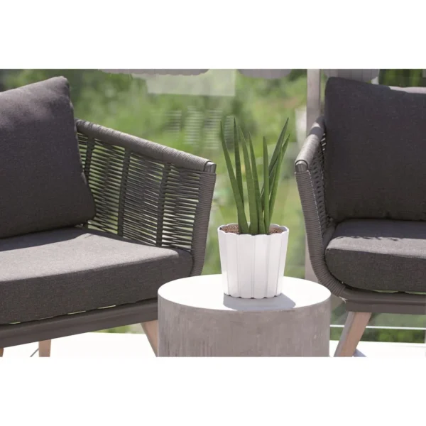 Ghiveci decorativ de flori, rotund, alb, 12 L, 28.5x25.6 cm, Boardee Basic - imagine 3