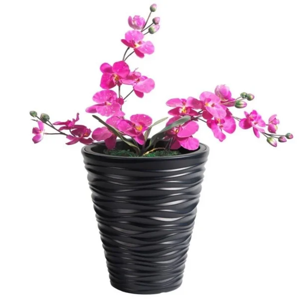 Ghiveci decorativ de flori, rotund, antracit, 11/21 L, 34.5x38.5 cm, Sand - imagine 2