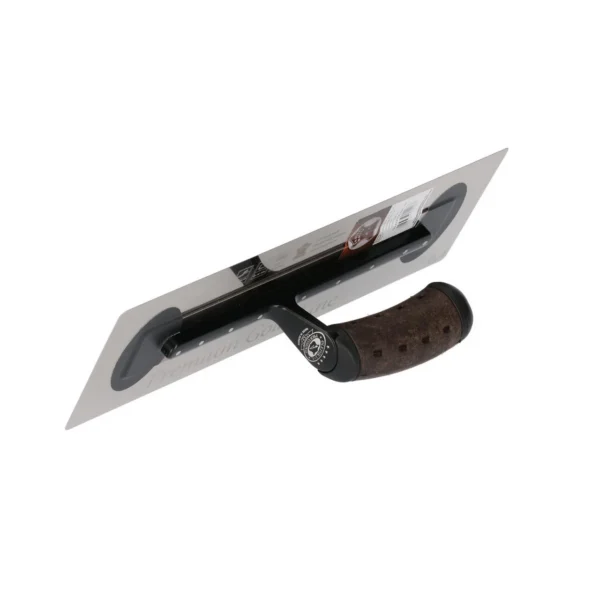Gletiera inox, intarita, Premium Gold, Medium Flex, 40.6x12 cm x 0.4 mm, maner piele, Olejnik - imagine 2