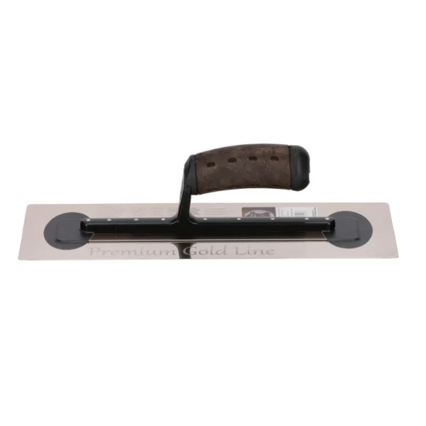 Gletiera inox, intarita, Premium Gold, Medium Flex, 40.6x12 cm x 0.4 mm, maner piele, Olejnik - imagine 3