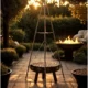 Gratar de gradina cu carbuni, grill rotund, trepied ajustabil, 64.5x64.5x150 cm, Chomik - imagine 4