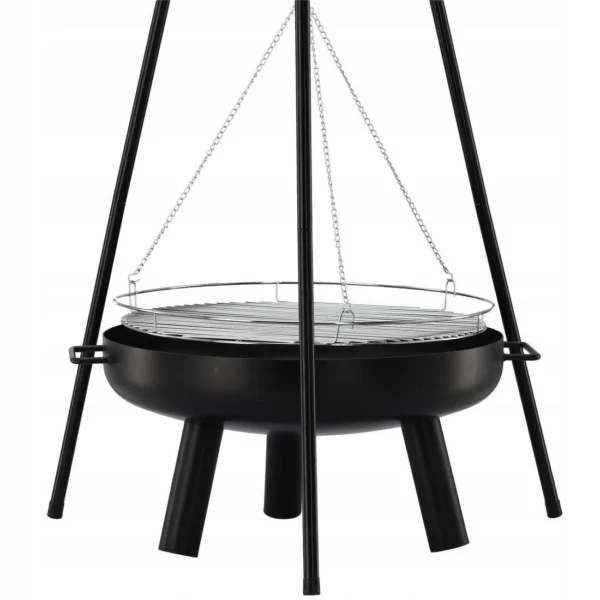Gratar de gradina cu carbuni, grill rotund, trepied ajustabil, 64.5x64.5x150 cm, Chomik - imagine 8